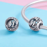 925 Sterling Silver 26 English Letter Beads For Diy Bracelets & Necklaces Style - M - 45-Degree Angle