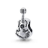 925 Sterling Silver Guitar Beads For Diy Bracelets & Necklaces - Front View