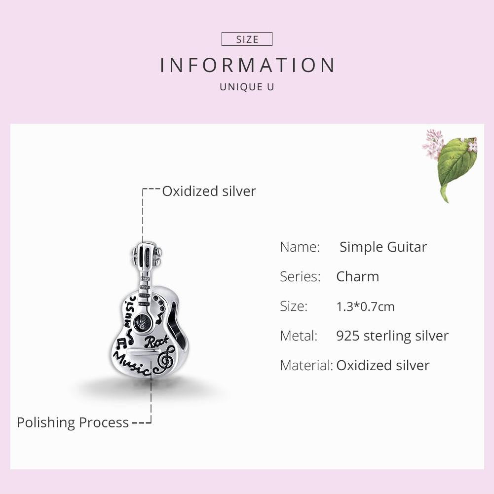 925 Sterling Silver Guitar Beads For Diy Bracelets & Necklaces