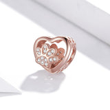 925 Sterling Silver Pet Paw Print Beaded Bracelet - Silver - Side View