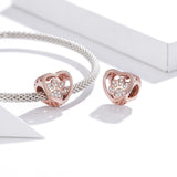925 Sterling Silver Pet Paw Print Beaded Bracelet - Silver - Rear View