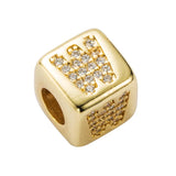 Brass Micro Inlaid Couple Red String Pull Diy Bracelet English Letter Beads Style - W - Front View