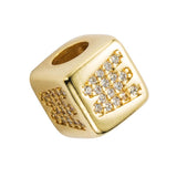 Brass Micro Inlaid Couple Red String Pull Diy Bracelet English Letter Beads Style - W - Side View
