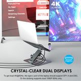 Adjustable Aluminum Laptop Stand with Type-c Docking Station - Close-Up Angle