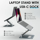 Adjustable Aluminum Laptop Stand with Type-c Docking Station - Side View