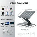 Adjustable Aluminum Laptop Stand with Type-c Docking Station - Rear View