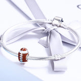 925 Sterling Silver Diy Rugby Ball Charms - Close-Up Angle