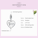 925 Sterling Silver Hand In Hand Heart Pendant For Diy Bracelets & Necklaces - Top-Down View