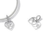 925 Sterling Silver Hand In Hand Heart Pendant For Diy Bracelets & Necklaces - Rear View