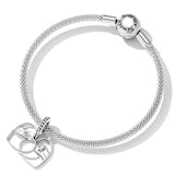 925 Sterling Silver Hand In Hand Heart Pendant For Diy Bracelets & Necklaces - Close-Up Angle