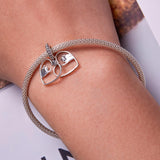 925 Sterling Silver Hand In Hand Heart Pendant For Diy Bracelets & Necklaces - Low Angle