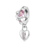 925 Sterling Silver Heart Lock Pendant For Diy Bracelets & Necklaces - Front View