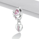 925 Sterling Silver Heart Lock Pendant For Diy Bracelets & Necklaces - Side View