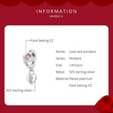 925 Sterling Silver Heart Lock Pendant For Diy Bracelets & Necklaces - Top-Down View