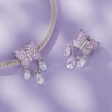 925 Sterling Silver Purple Butterfly Necklace Pendant For Diy Bracelets - Top-Down View
