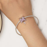 925 Sterling Silver Purple Butterfly Necklace Pendant For Diy Bracelets - Close-Up Angle