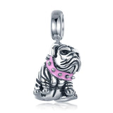 925 Sterling Silver Bulldog Beaded Charm Bracelet - Front View