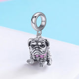 925 Sterling Silver Bulldog Beaded Charm Bracelet - Side View
