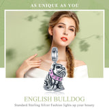 925 Sterling Silver Bulldog Beaded Charm Bracelet - Top-Down View