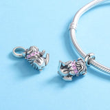 925 Sterling Silver Bulldog Beaded Charm Bracelet - Rear View