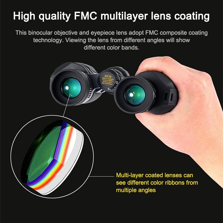 Waterproof Night Vision Binoculars - 8x30 Hd Portable for Concerts
