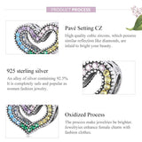 925 Sterling Silver Rainbow Heart Beads For Diy Bracelets & Necklaces - 45-Degree Angle