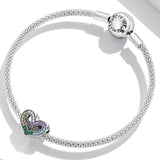 925 Sterling Silver Rainbow Heart Beads For Diy Bracelets & Necklaces - Rear View
