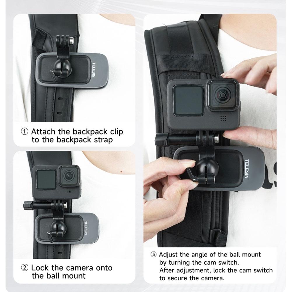 360 Degree Magnetic Backpack Clip Mount for Action Camera