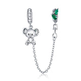 925 Sterling Silver Koala Safety Chain For Bracelets & Necklaces - Front View
