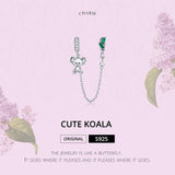 925 Sterling Silver Koala Safety Chain For Bracelets & Necklaces - Top-Down View