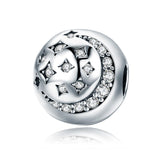 925 Sterling Silver Exquisite Star Diamond Beads For Diy Bracelets & Necklaces - Front View