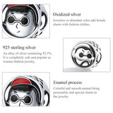 925 Sterling Silver Cartoon Avatar Beads For Diy Bracelets & Necklaces - 45-Degree Angle