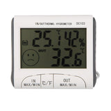 Digital Thermometer Hygrometer with External Sensor - White - Front View