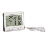 Digital Thermometer Hygrometer with External Sensor - White - Top-Down View