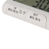 Digital Thermometer Hygrometer with External Sensor - White - Close-Up Angle