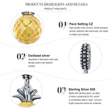925 Sterling Silver Pineapple Charm For Diy Bracelets - 45-Degree Angle