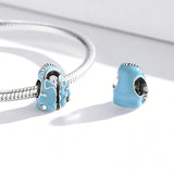 925 Sterling Silver Sky Blue Bead Bracelet / Necklace Set - Rear View