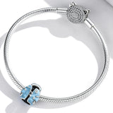 925 Sterling Silver Sky Blue Bead Bracelet / Necklace Set - Close-Up Angle