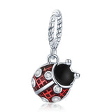925 Sterling Silver Ladybug Pendant For Bracelets & Necklaces - Front View