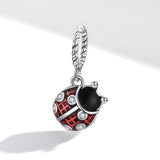 925 Sterling Silver Ladybug Pendant For Bracelets & Necklaces - Side View
