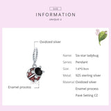 925 Sterling Silver Ladybug Pendant For Bracelets & Necklaces - Top-Down View