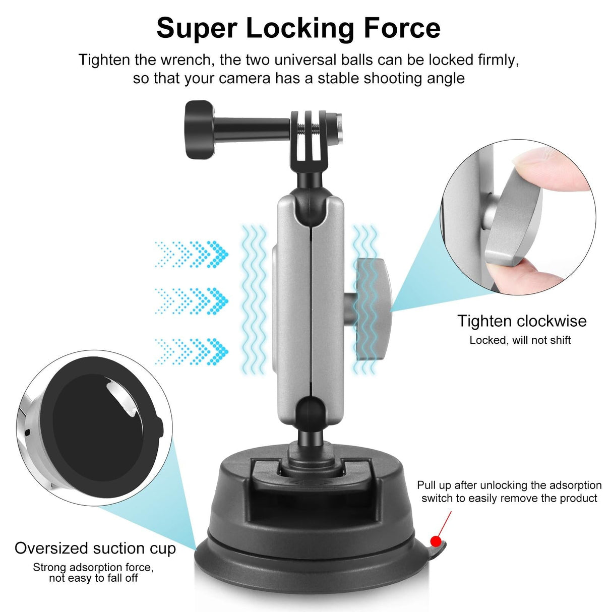 Suction Cup Arm Mount with Adapter and Screw