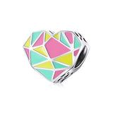 925 Sterling Silver Heart Beads For Diy Bracelets & Necklaces - Front View