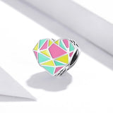 925 Sterling Silver Heart Beads For Diy Bracelets & Necklaces - Side View