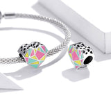 925 Sterling Silver Heart Beads For Diy Bracelets & Necklaces - Close-Up Angle