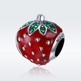 925 Sterling Silver Strawberry Beads For Diy Bracelets - Front View