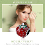 925 Sterling Silver Strawberry Beads For Diy Bracelets - Side View