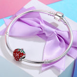 925 Sterling Silver Strawberry Beads For Diy Bracelets - Rear View