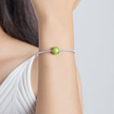925 Sterling Silver Green Beaded Bracelet / Necklace Set - Low Angle