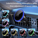 Wireless Car Charger with Rgb Light and Magnetic Air Outlet - Top-Down View